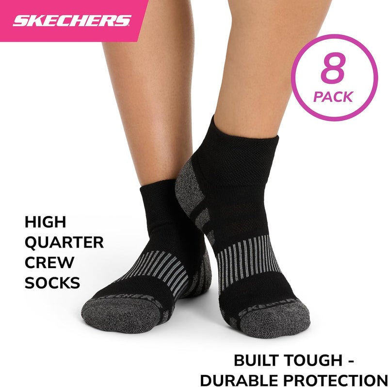 SKECHERS جوارب نسائية مجموعة العمل 8 قطع، عالية الربع، مع وسادة إضافية وتهوية شبكية - Image 2